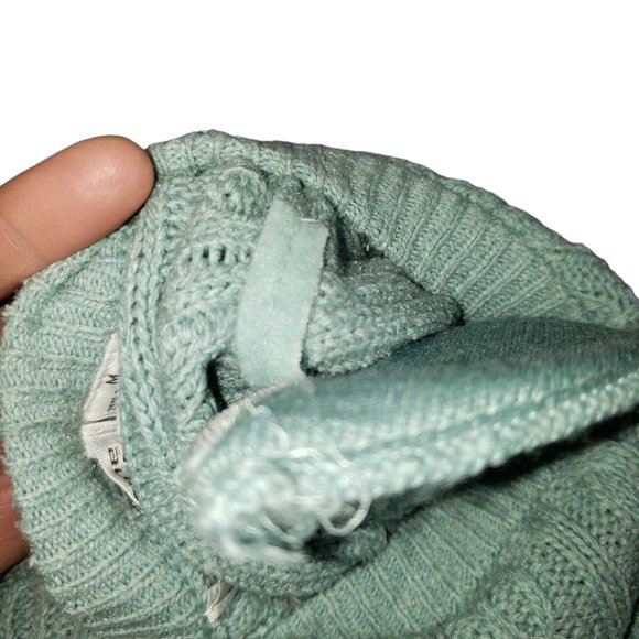 NWT 80s VTG Cable Knit S/S Sweater Shirt Top Silk Blend Teal Twee Cottagecore - Picture 2 of 6